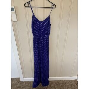 Lilly Pulitzer Spectrum Blue Metallic Clip Dot Jumpsuit‎ Size M